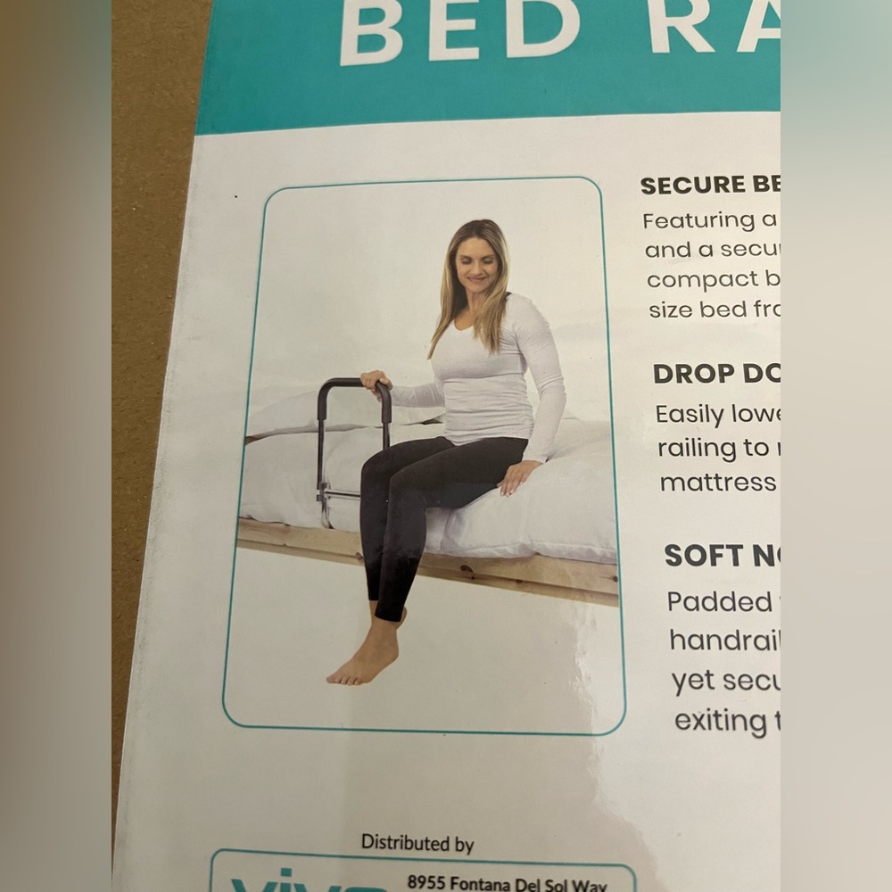 Vive Health Compact Bed Rail Assist Handle Drop Down Safety Support NEW